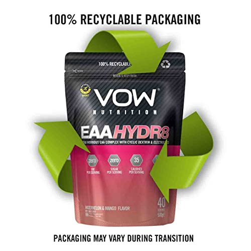 VOW Nutrition EAA Hydr8 pouch with watermelon mango flavor for support training and nine essential amino acids