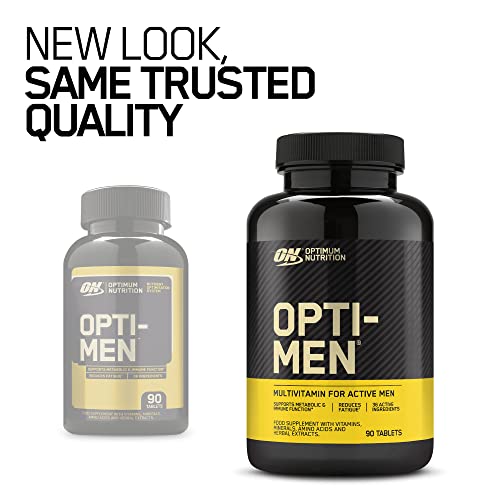 Black Optimum Nutrition Opti-Men bottle with 90 tablets for active men and mental boost