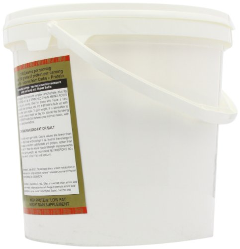 White plastic bucket with handle for NutriSport Weight Gain gain mass catalyst whey protein isolate