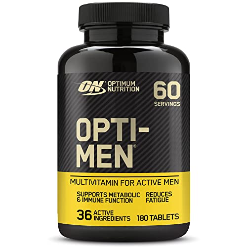 Opti-Men multivitamin bottle for active men with mental performance boost and active ingredients