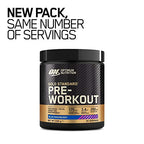 Black tub of Optimum Nutrition Gold Standard Pre-Workout Blue Raspberry flavor 30 servings