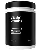 Black and white container of Vilgain Creatine Creapure powder for muscle boost