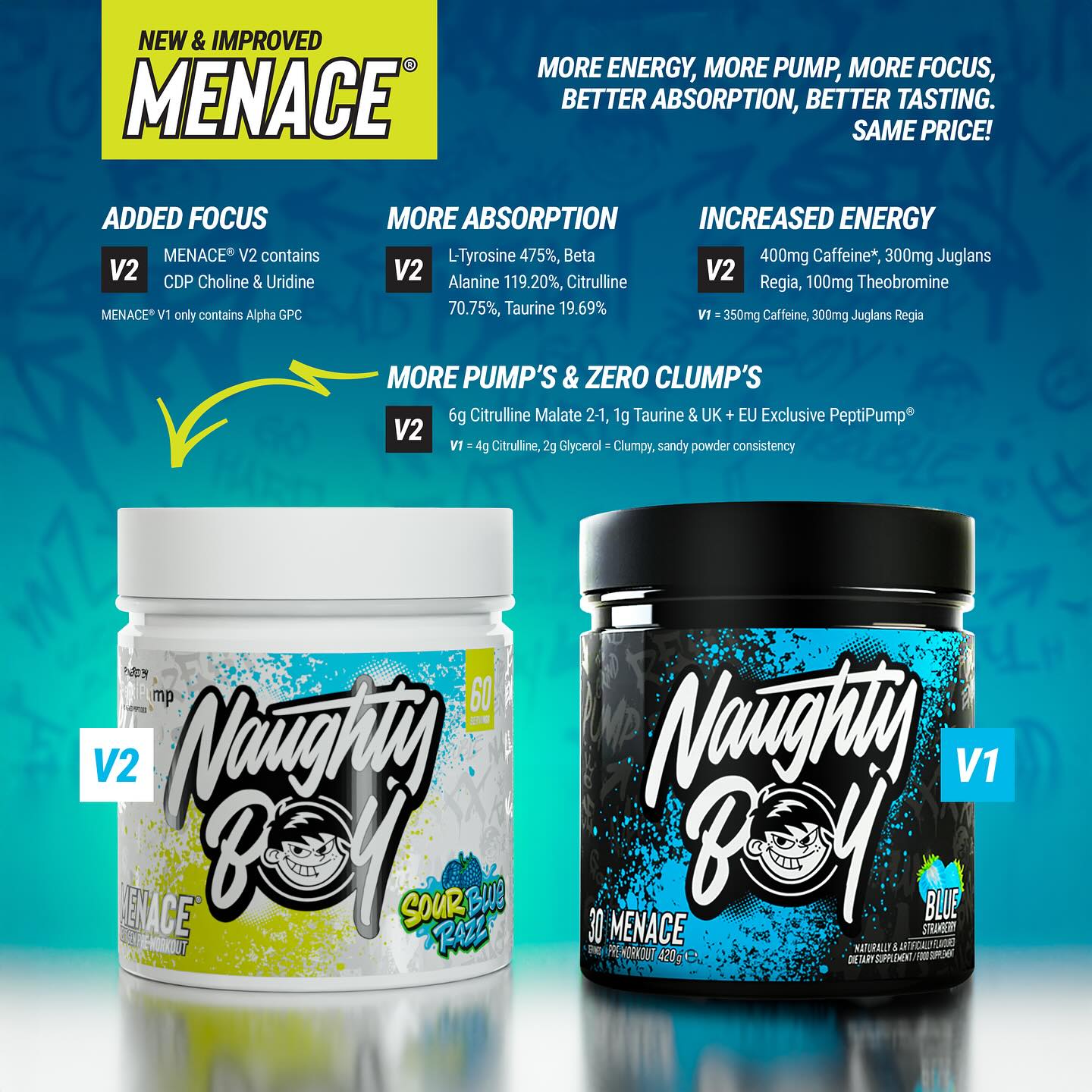 Naughty Boy Menace V2 - Pre-Workout Powder