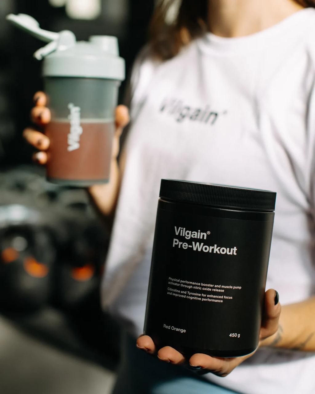 Vilgain Pre-Workout 2.0 powder and shaker bottle ready for your workout session