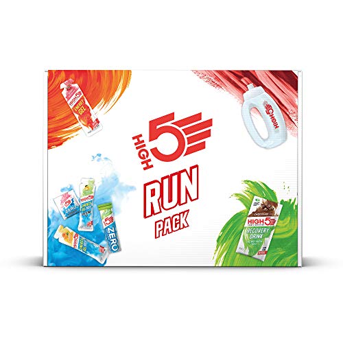 High5 Run Pack with energy gel aqua and recovery drink chocolate for runners