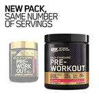 Two containers of Optimum Nutrition Gold Standard Pre-Workout supplement for energy