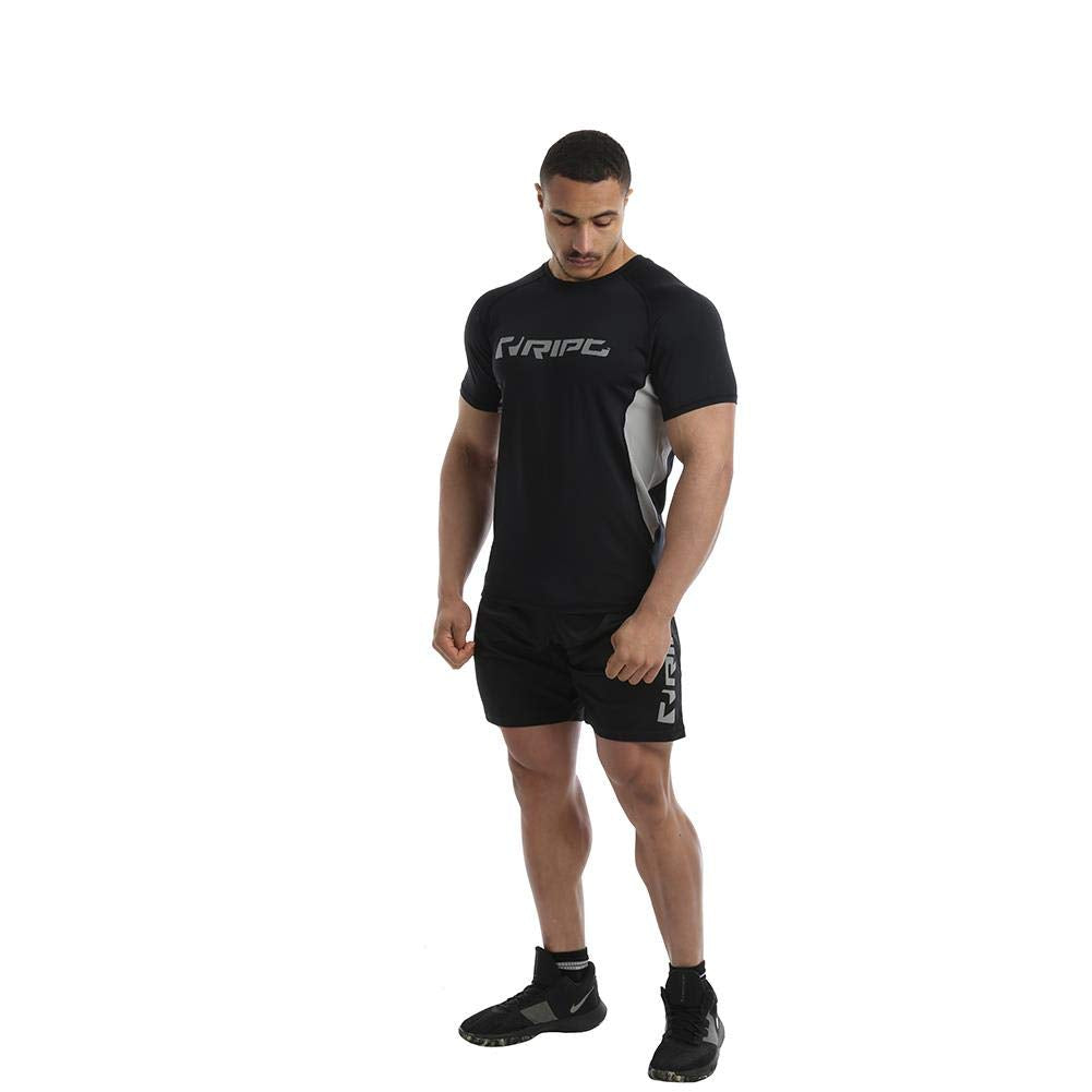 Black Ript Contrast Performance T-Shirt XL with grey accents and branded logo