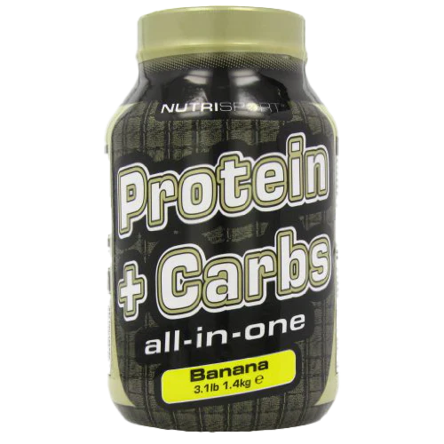 Banana-flavored NutriSport Protein + Carbs for post exercise muscle glycogen boost