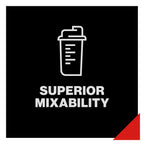 White shaker icon with measurement lines showing cor-performance creatine’s superior mixability