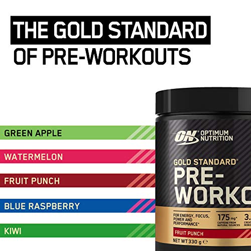 Optimum Nutrition Gold Standard Pre-Workout tub with flavor options for gold standard pre-workout