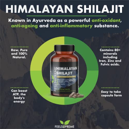 Feel Supreme Himalayan Shilajit - 60 Veg Caps - Shilajit Capsules