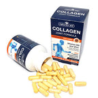 Natures Aid Collagen Joint Formula bottle with scattered hydrolyzed collagen capsules