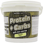 White NutriSport Protein + Carbs tub with vanilla flavor for post exercise muscle glycogen