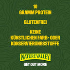 Promotional graphic for Nature Valley Protein bars highlighting carefully selected ingredients