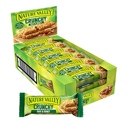 Green box of Nature Valley Crunchy Cereal Bars with natural wholegrain oats and honey