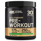 Black and gold Optimum Nutrition Gold Standard Pre-Workout Kiwi flavor container