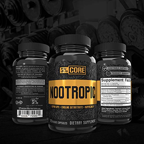 Rich Piana 5% Nutrition Nootropic - 120 Caps - Cognitive Support Capsules