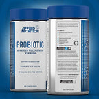 Two bottles of Applied Nutrition Probiotic Advanced Multi-Strain Formula with billion CFU