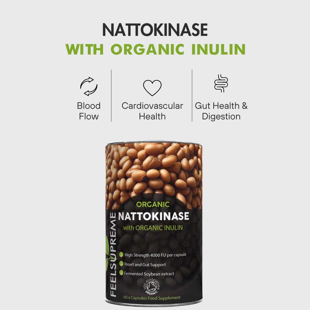Feel Supreme Organic Nattokinase with Inulin Supplement - 60 Caps - British Brands BRI001