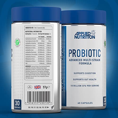 Applied Nutrition Probiotic Advanced Multi-Strain Formula bottle with billion CFU probiotic supplement