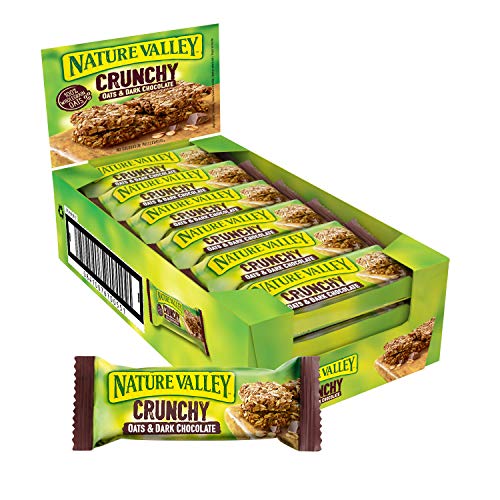 Display of Nature Valley Crunchy cereal bars with natural wholegrain oats and dark chocolate