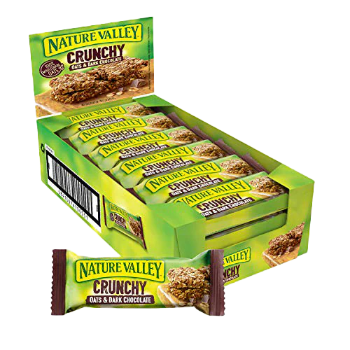 Nature Valley Crunchy cereal bars with natural wholegrain and dark chocolate flavor