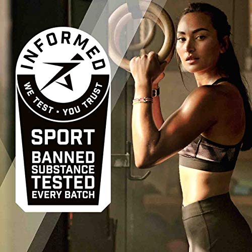 Female athlete using gymnastic rings with vow nutrition hydr8 and Banned Substance Tested label