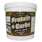 White plastic tub of NutriSport Protein + Carbs for post exercise muscle glycogen boost