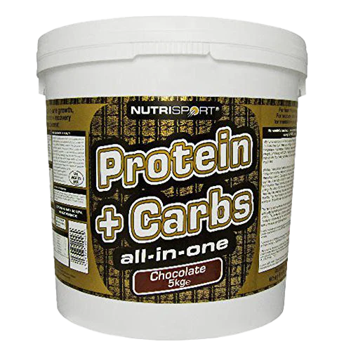 White NutriSport Protein + Carbs tub for post exercise muscle glycogen boost