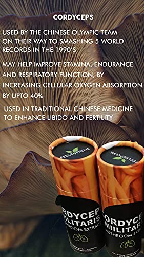 Feel Supreme Cordyceps capsules with traditional use for stamina, endurance, libido, and fertility