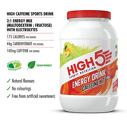 HIGH5 Energy Drink Caffeine Hit - 1.4kg / Citrus - Carbohydrate Powder
