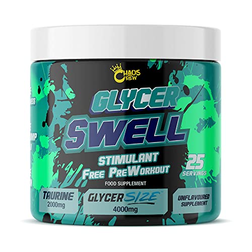 Chaos Crew Glycer Swell pre-workout container with clinically dosed blood flow boosts