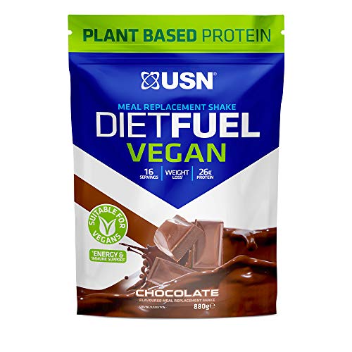 USN Diet Fuel Vegan chocolate meal replacement shake in a pouch for healthy fueling