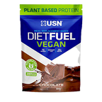 USN Diet Fuel Vegan pouch with vegan chocolate-flavored meal replacement shake