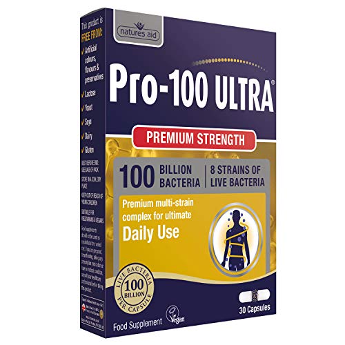 Natures Aid Pro-100 Ultra with 100 billion live cultures, aid pro-30 max capsules