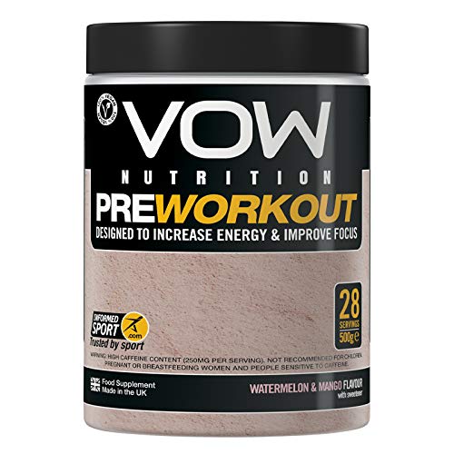 VOW Nutrition Pre Workout tub boosts energy with key ingredients for your workout