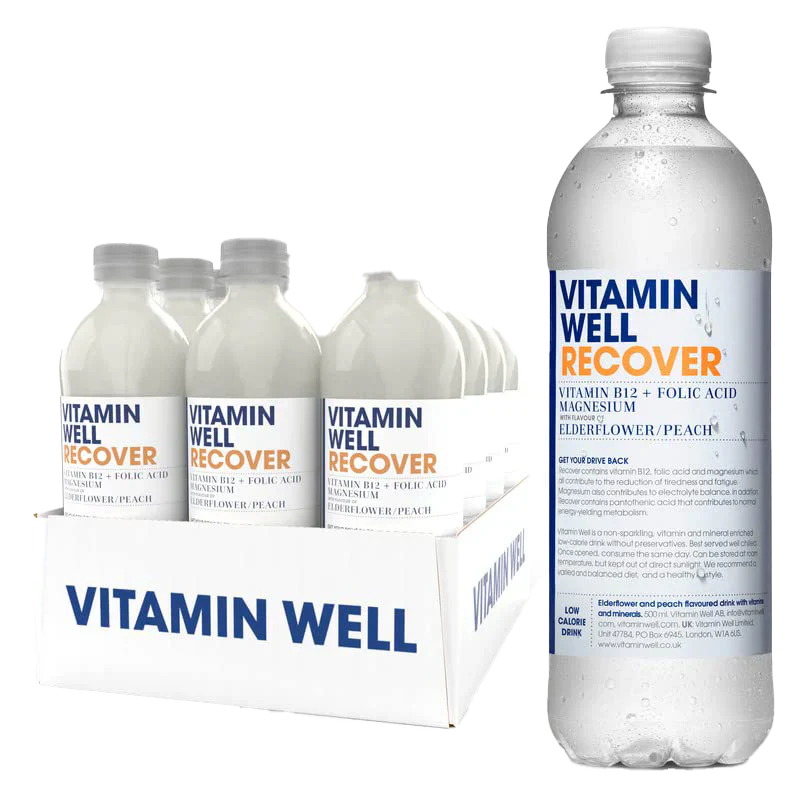 Vitamin Well Recover - 12x500ml / Peach & Elderflower - Recovery Ready-To-Drinks