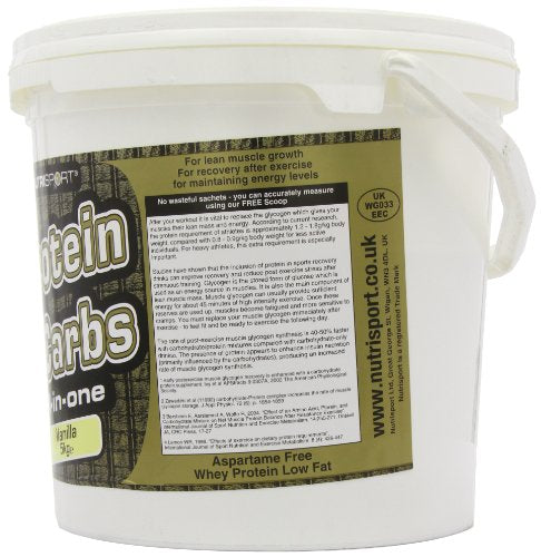 White NutriSport Protein + Carbs bucket for post exercise muscle and glycogen boost