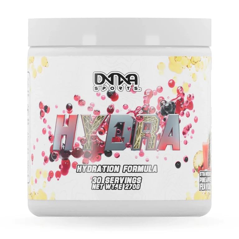 Dna Sports Hydra 1 hydration formula tub with fruit illustrations and 30 servings