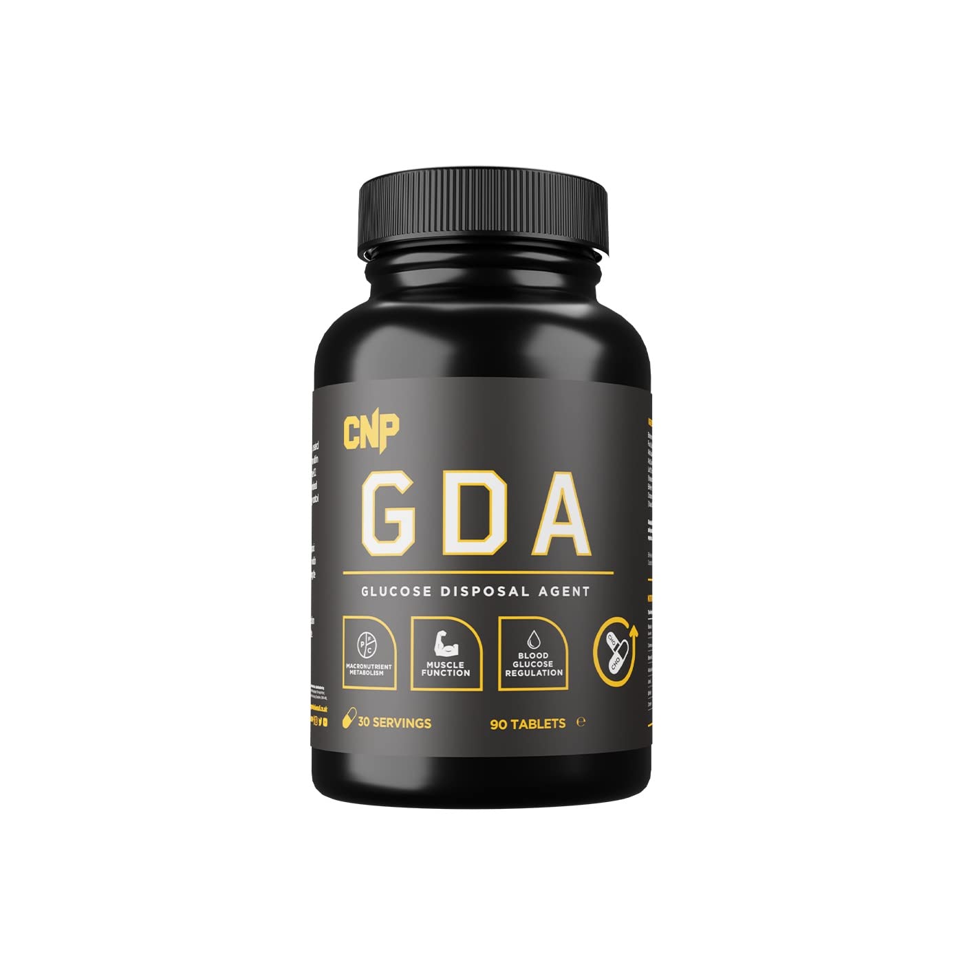 Black bottle of CNP GDA tablets with banaba leaf and alpha lipoic acid supports healthy glucose