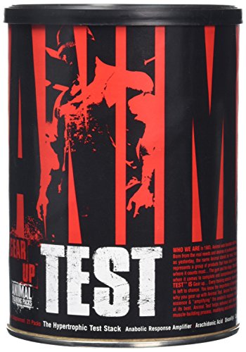 Black and red Animal Test supplement canister showing pro-androgen complex and arachidonic acid