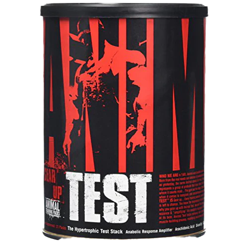 Black supplement container for Animal Test with Animal Test Formula pro-androgen complex