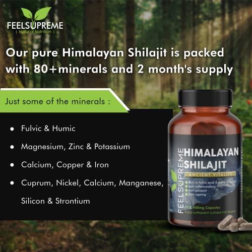 Feel Supreme Himalayan Shilajit - 60 Veg Caps - Shilajit Capsules