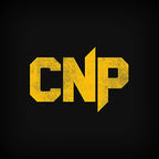 Yellow distressed CNP logo on dark background for CNP Cyclic Dextrin energy drinks
