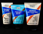 Three tubes of Bullet & Bone muscle activating rub with powerful warming gels
