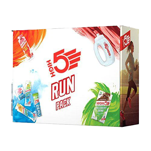 High5 Run Pack with energy gel aqua and recovery drink chocolate for runners