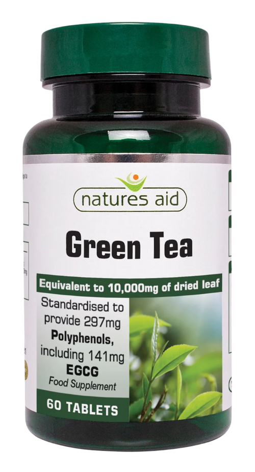 Natures Aid Green Tea 10,000mg - 60 Tabs - Green Tea Capsules
