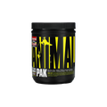Animal Pak dietary supplement container in black and yellow, great-tasting powder for health