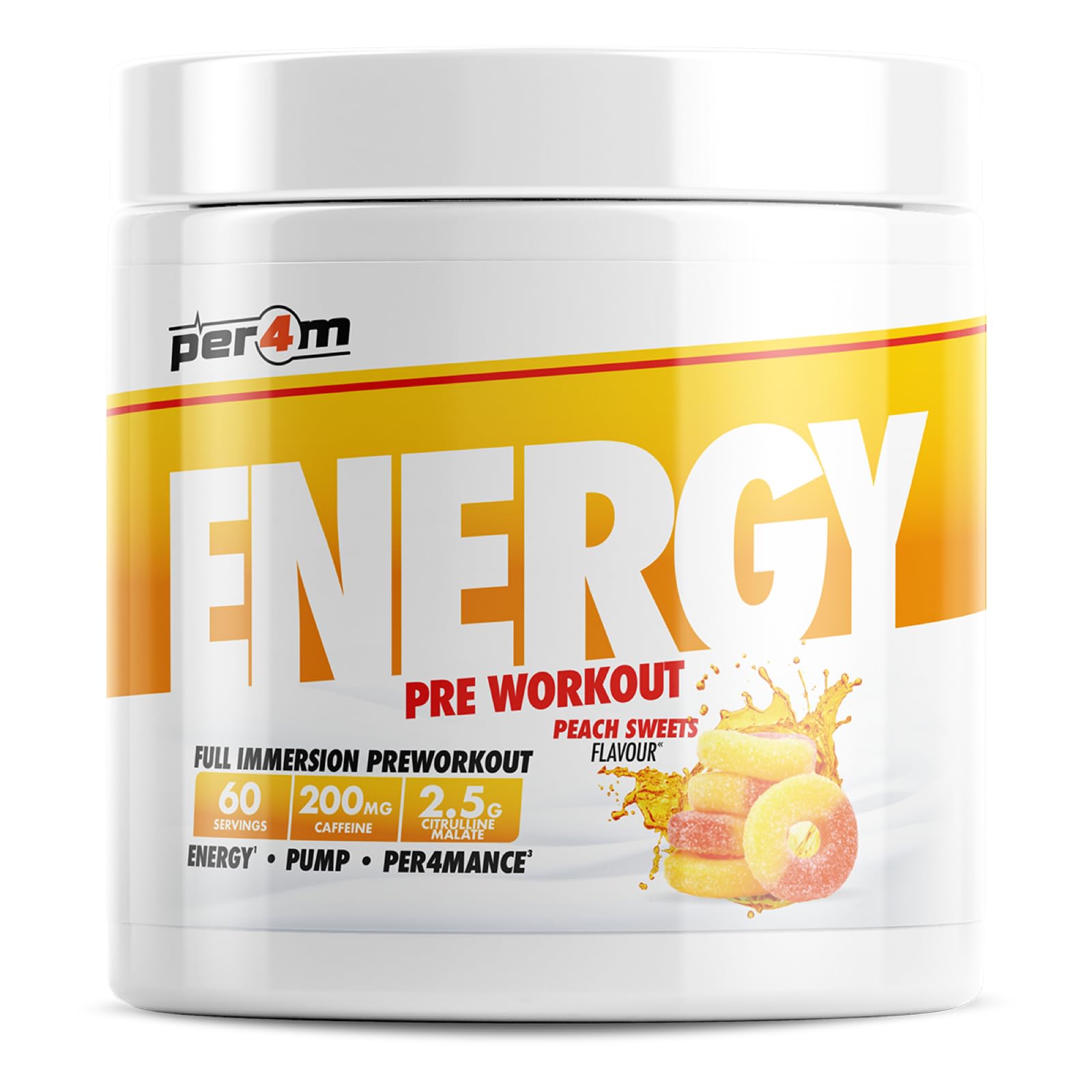 Per4m Energy Pre Workout - 390g / Peach Sweets - Pre-Workout Powder