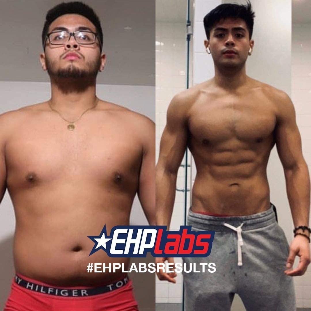 Before and after body transformation with EHP Labs OxyShred Non-Stim for fat loss